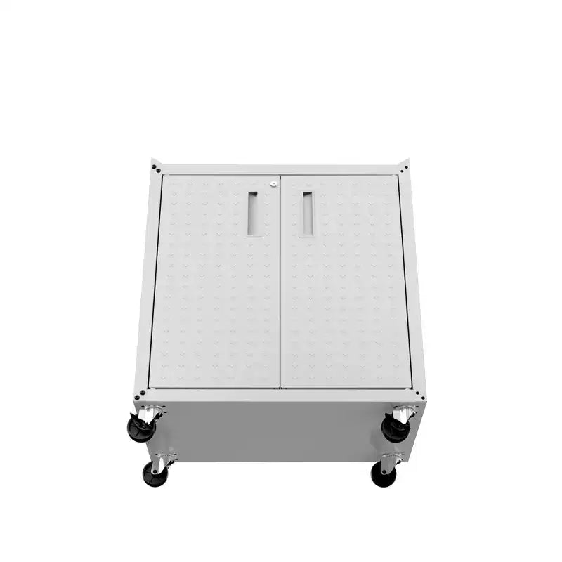 Manhattan Comfort Fortress 3pc Mobile Space Saving Garage Cabinet and Worktable Set 3.0 White