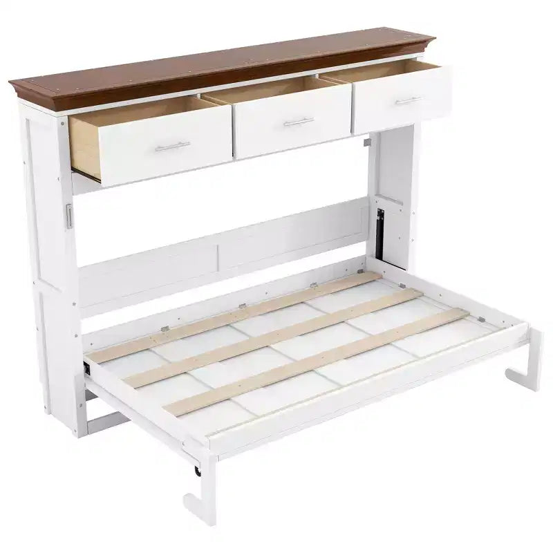 Merax Space-Saving Twin Size Murphy Bed with 3 Drawers White