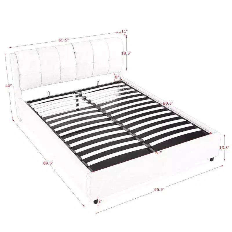 Queen/King Storage Platform Bed Frame Chenille Upholstered Bed with Soft Headboard