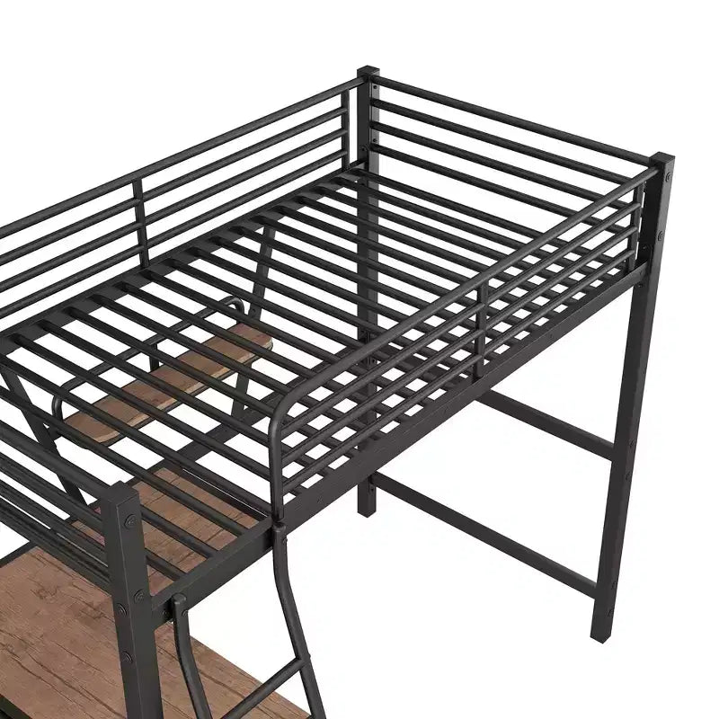 Metal Twin Size Loft Bed with Desk for Kids Teens, Hight Twin Loft Bed Frame with Small Shelf