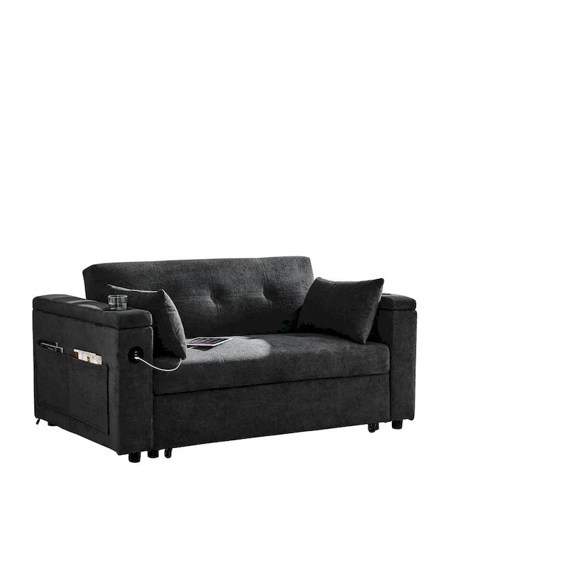 54 Pull-Out Sleeper Sofa Bed Double Seat Recliner Sofa Bed