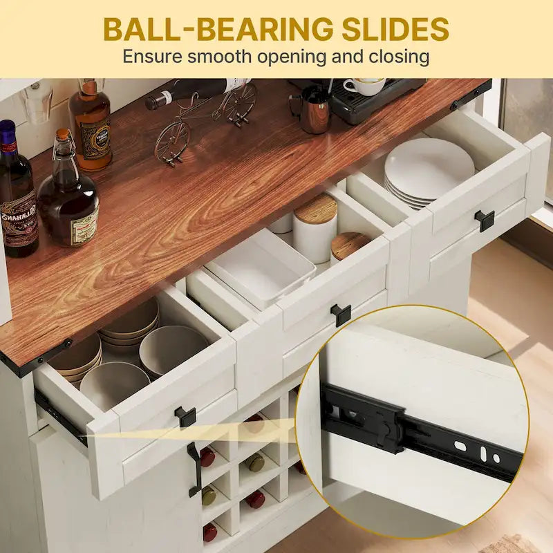 72" Kitchen Pantry Cabinet with Wine Rack, 3 Drawers & Charging Station