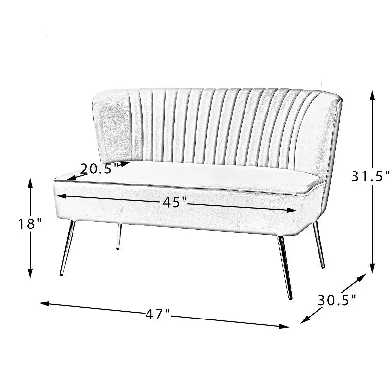 Velvet Nicolas Loveseat Chair Contemporary 2-Seater Sofa for Living Room and Bedroom Tufted Back Loveseat | Karat Home