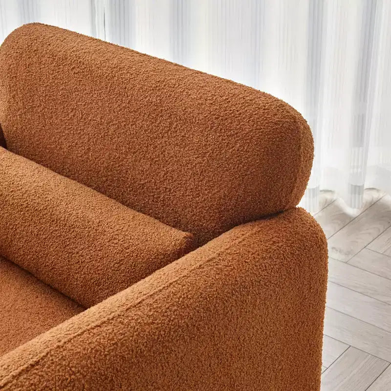 MAYEERTY Modern Lamb Fabric Loveseat Sofa Solid Wood Frame Toss Pillow Included