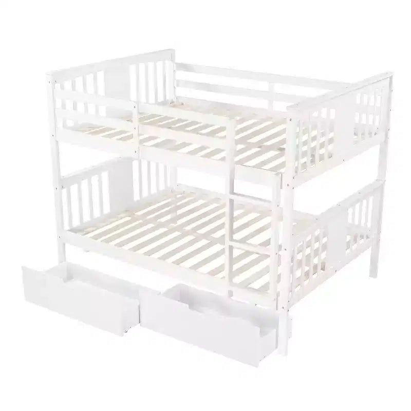 Modern Full over Full Bunk Bed with 2 Drawers