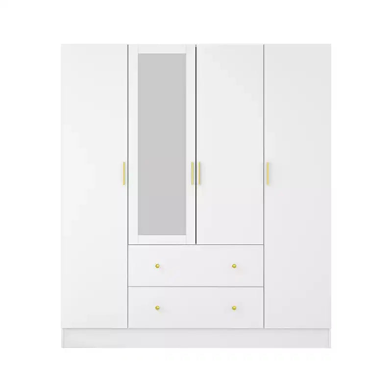 Modern Wardrobe with Mirror Closet Organization Armoire: Sturdy Rails, Smooth Drawers Practical & Stylish
