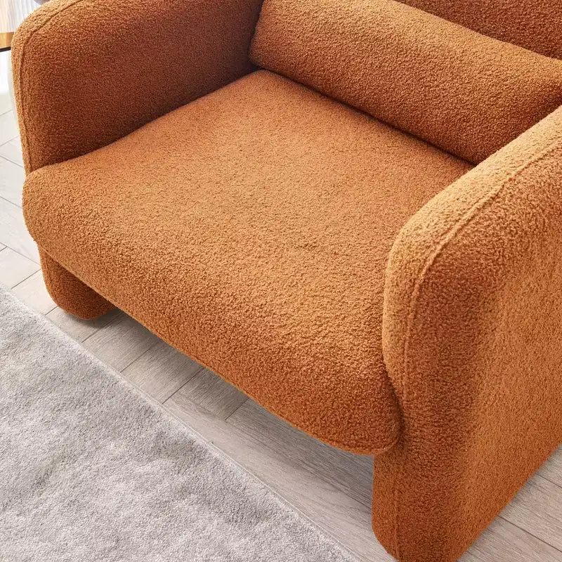 MAYEERTY Modern Lamb Fabric Loveseat Sofa Solid Wood Frame Toss Pillow Included