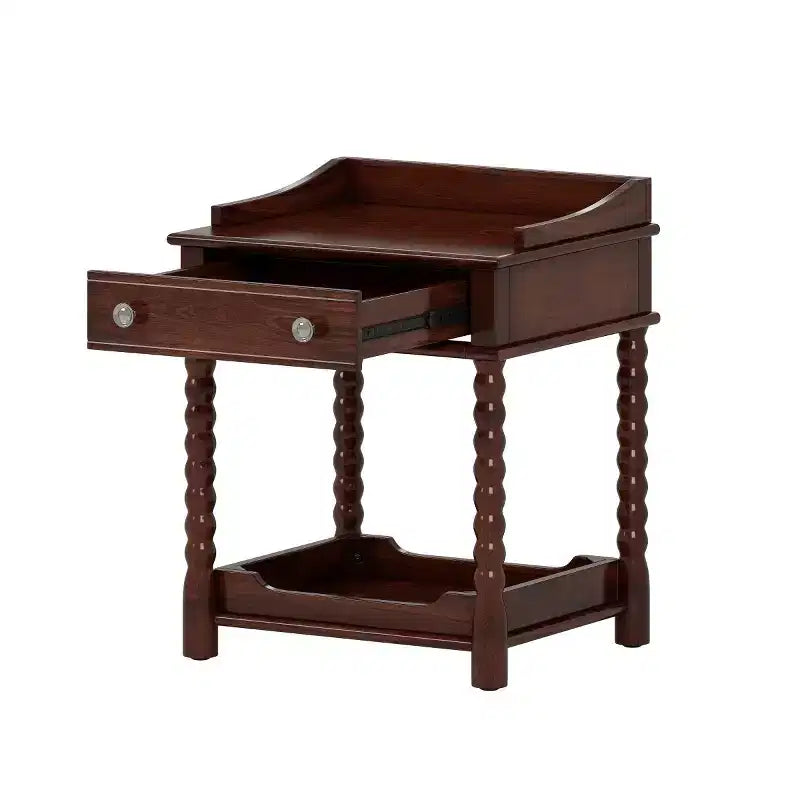 Mid-Century Modern Nightstand with Drawer and Open Shelf, Rustic Bedside Table with Storage for Bedroom or Living Room - Panipeachy