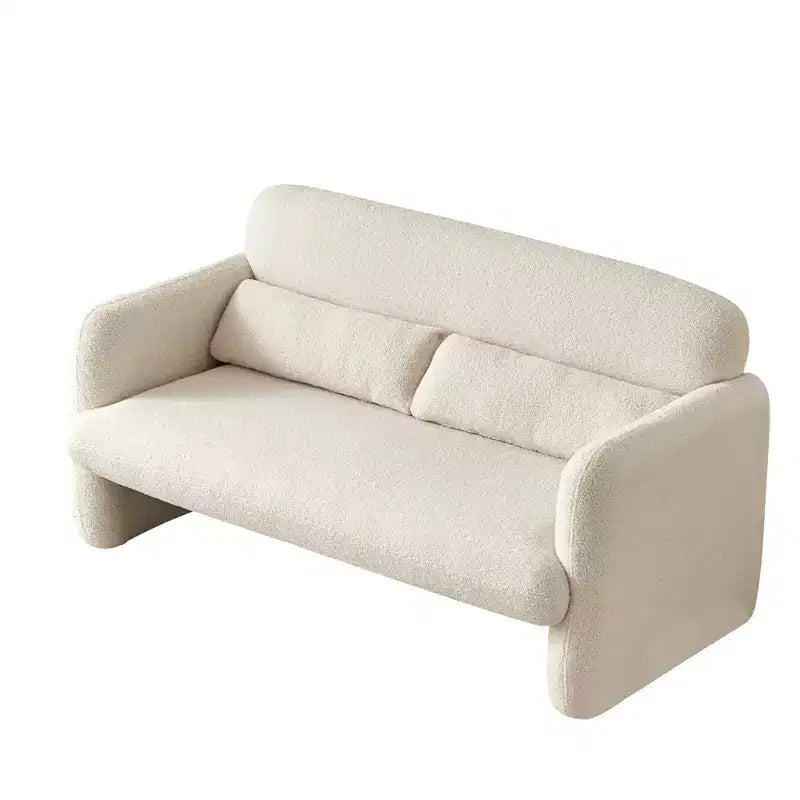 MAYEERTY Modern Lamb Fabric Loveseat Sofa Solid Wood Frame Toss Pillow Included