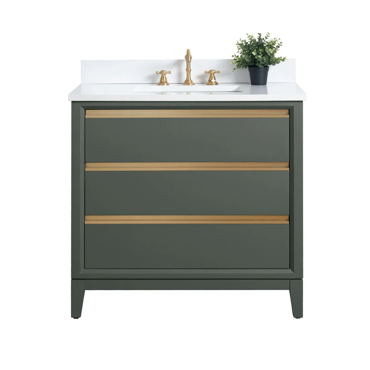 Vanity Art Bathroom Vanity with Ceramic Sink and Engineered Marble Top