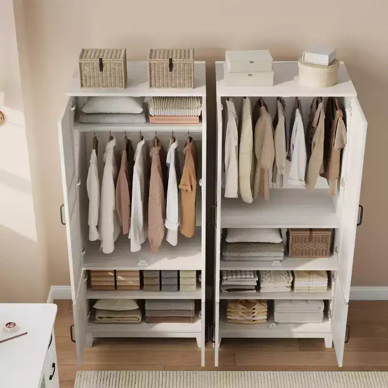 Armoire Wardrobe Closet with 4 Doors,72 in Wooden Wardrobe Cabinet with Hanging Rod, Freestanding Tall Clothing Armoire Storage Cabinet