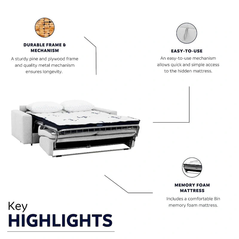 78 in. Full Sleeper Sofa with Memory Foam Mattress