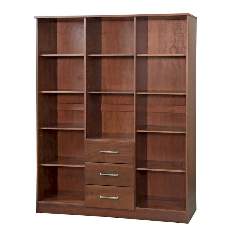3-Door Solid Pine Wood Wardrobe Armoire, 72"H x 56"W, Mirrored or Panel Door, 3 Clothing Rods