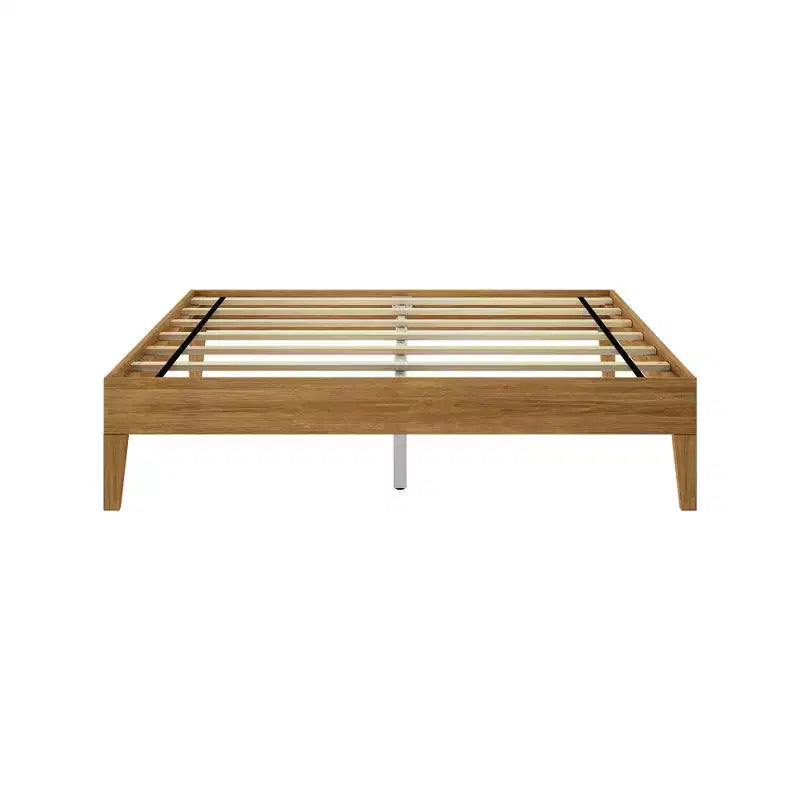 Solid Wood Queen Platform Bed Frame with Pine Slats, 14"H, 750 lb Capacity, No Box Spring Needed