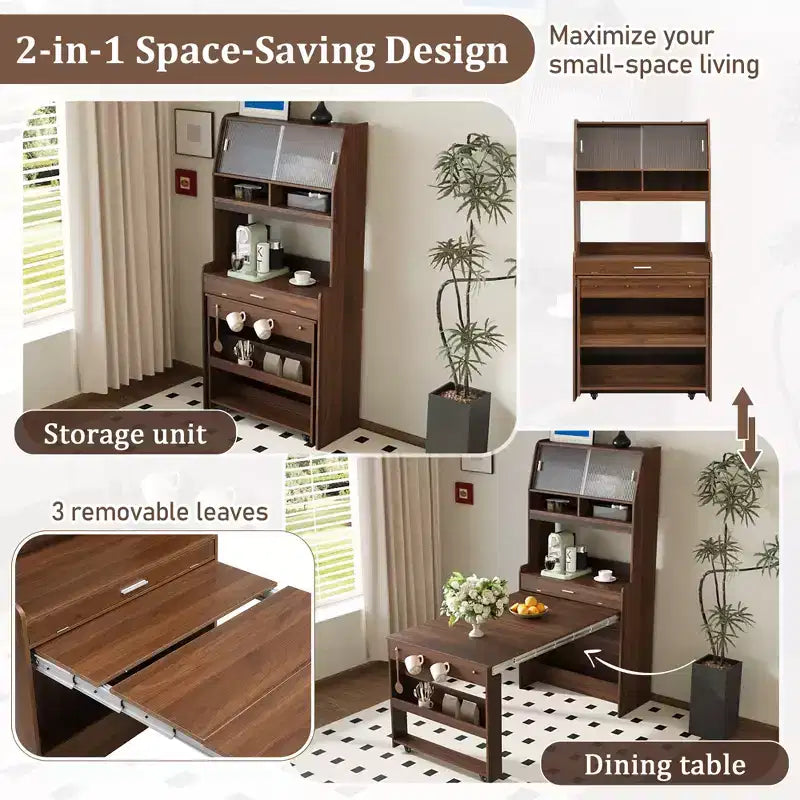 Whisen 33.5 Buffet with Hutch & Foldable Table