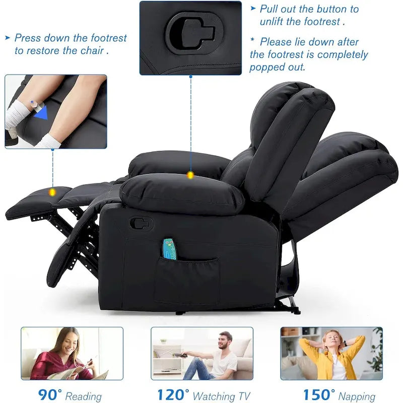 2-Seater Recliner Loveseat with Heat and Massage Function