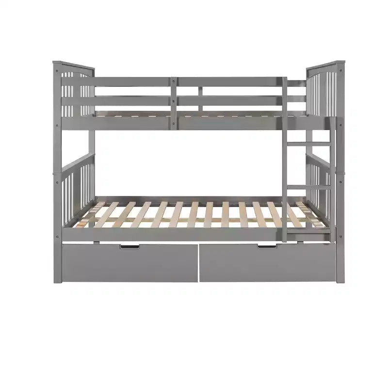 Modern Full over Full Bunk Bed with 2 Drawers