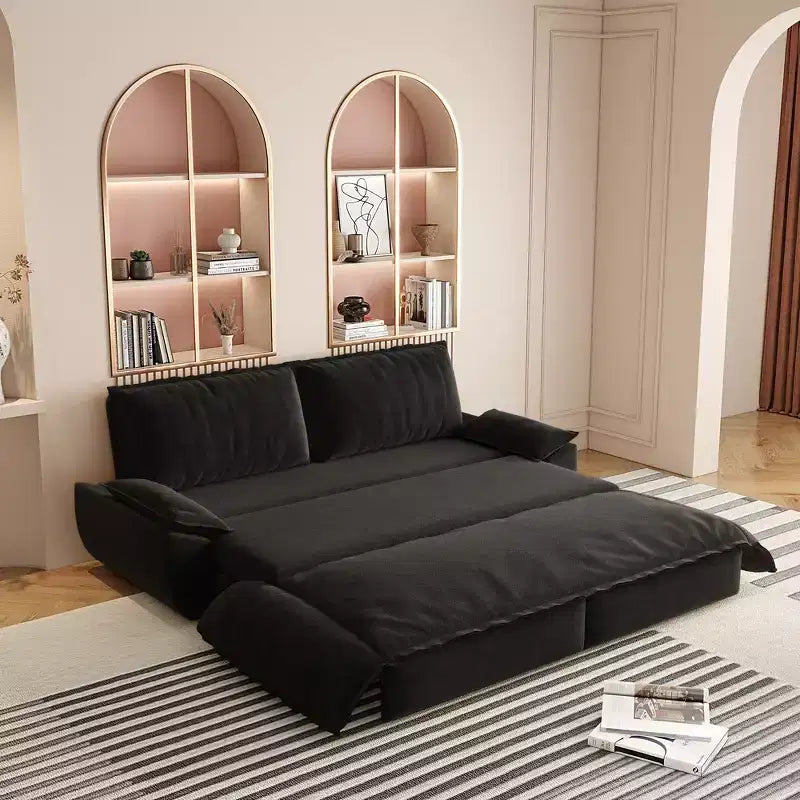 3-in-1 Convertible Queen Sleeper Sofa with Velvet Upholstery