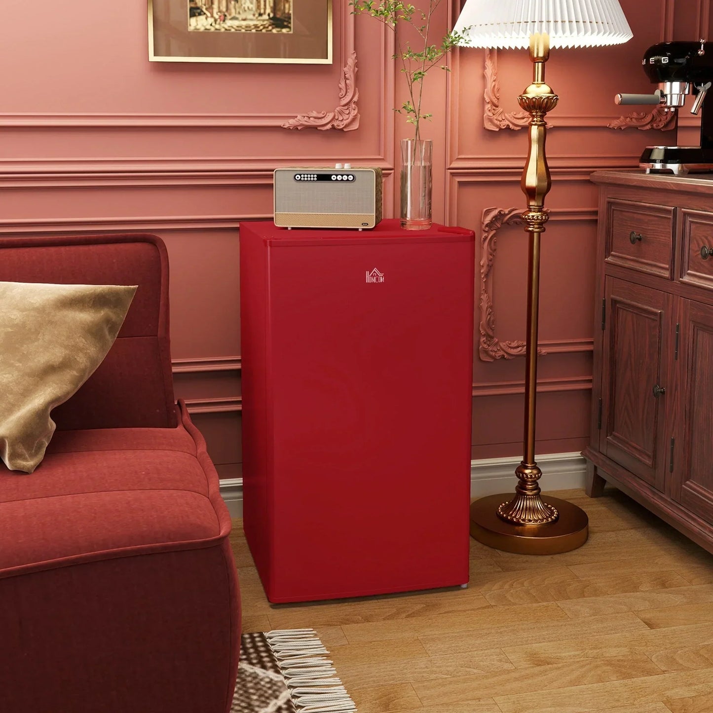 3.2 Cu.Ft Mini Fridge with Freezer, Single Door Compact Refrigerator with Adjustable Thermostat for Bedroom