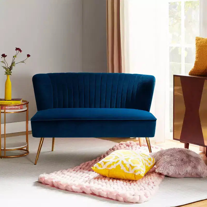 Velvet Nicolas Loveseat Chair Contemporary 2-Seater Sofa for Living Room and Bedroom Tufted Back Loveseat | Karat Home