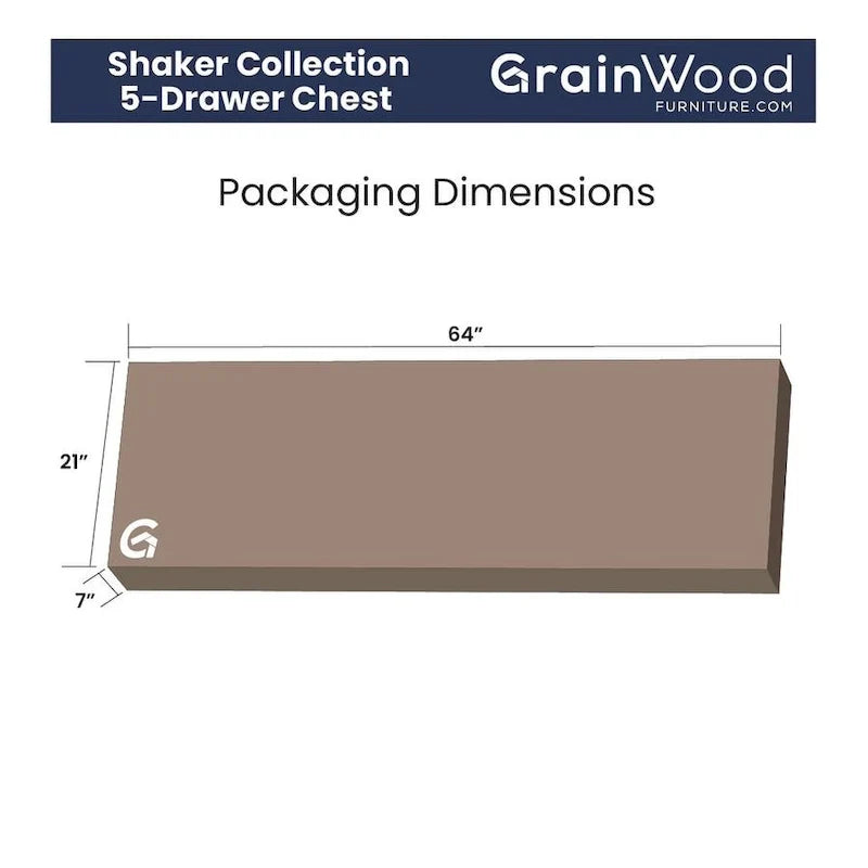 Grain Wood Furniture 5-drawer Solid Wood Chest