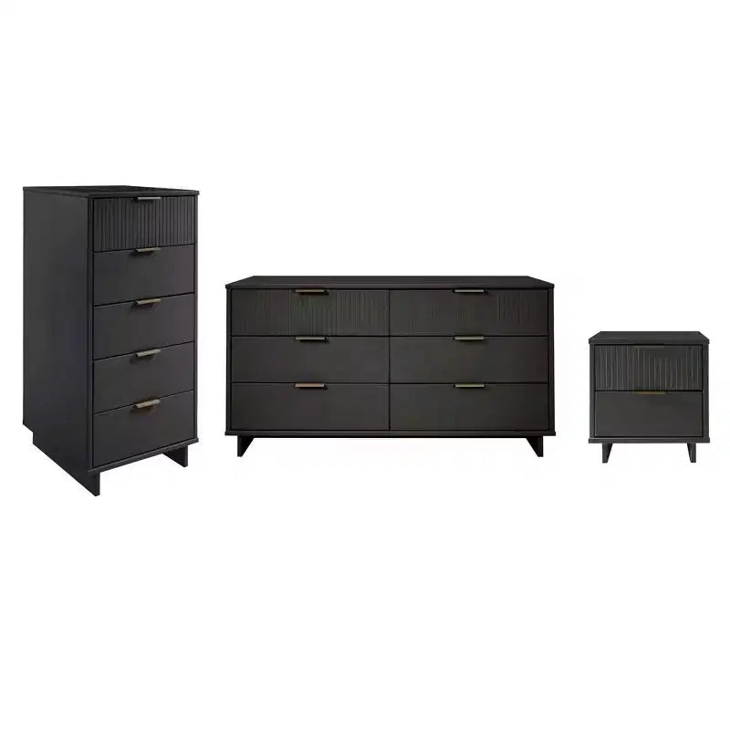 Manhattan Comfort 3pc Granville Chest with Double Dresser and Nightstand Bedroom Set