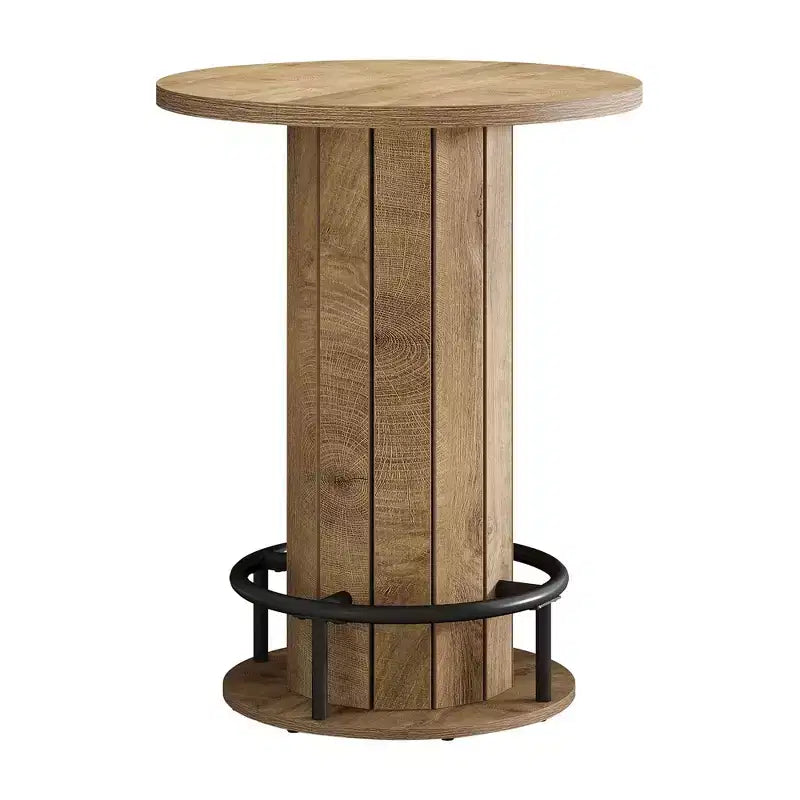 Industrial Farmhouse Round Bistro Table, Small Space Bar Table for Home Cafe Office