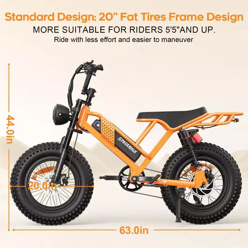 Eilleo 20 Fat Tire E-Bike  750W Motor (920W Peak), 24.9 mph, 5070 Mile Range, 48V 15.6Ah Battery, Dual Suspension, Shimano 7-Speed