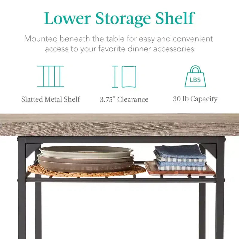 Best Choice Products 3-Piece Modern Dining Set, Square Table & Chairs Set w/ Steel Frame, Built-In Storage Rack