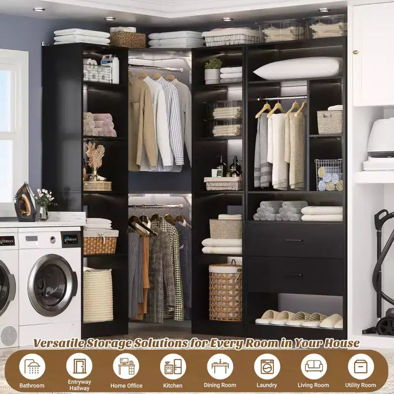 Corner Closet Organizer System with 2 Drawers