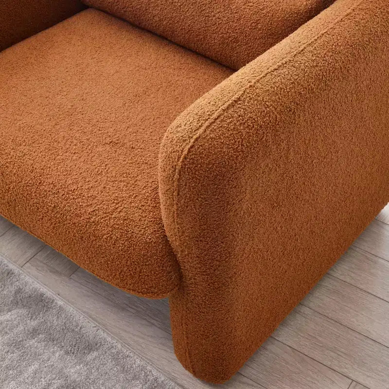 MAYEERTY Modern Lamb Fabric Loveseat Sofa Solid Wood Frame Toss Pillow Included