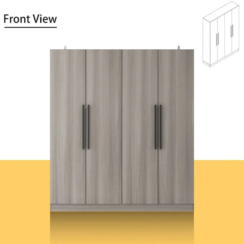 Modern Freestanding Solid Wood Wardrobe Closet With Storage Shelves