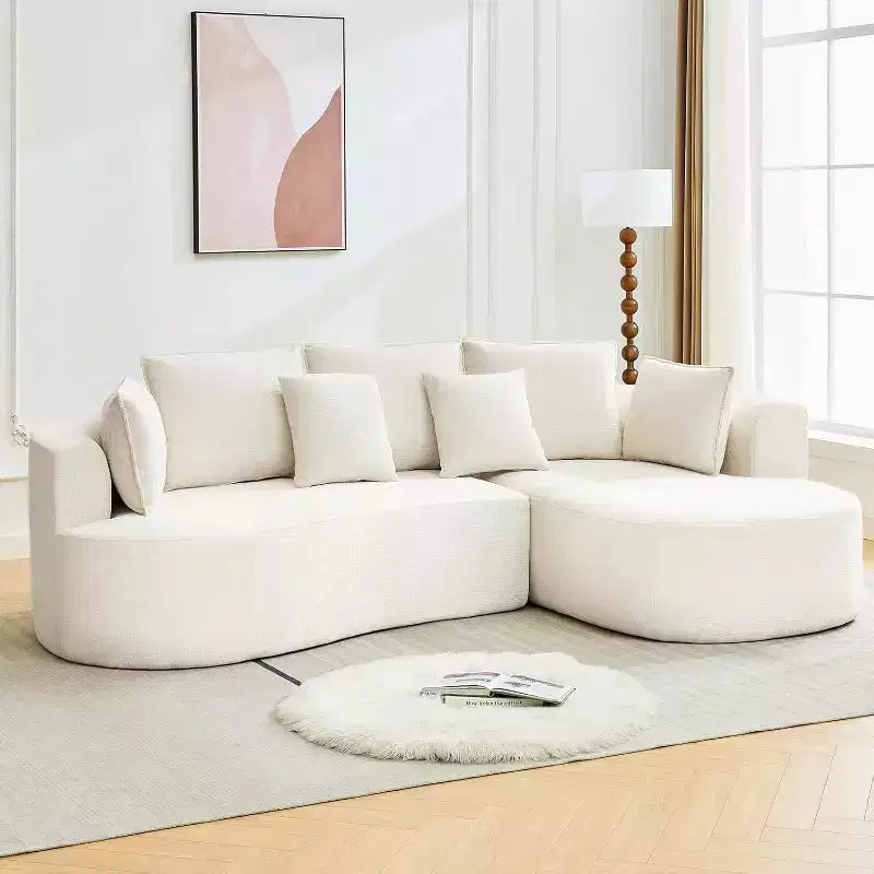 106'' Curved Modular Sectional Sofa with Chaise & Sleeper, Chenille Fabric, No Assembly for Living Room/Apartment/Bedroom