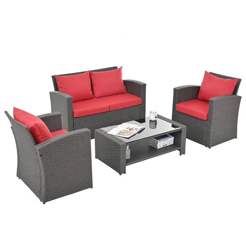 4-Piece Outdoor Patio Furniture Conversation Set