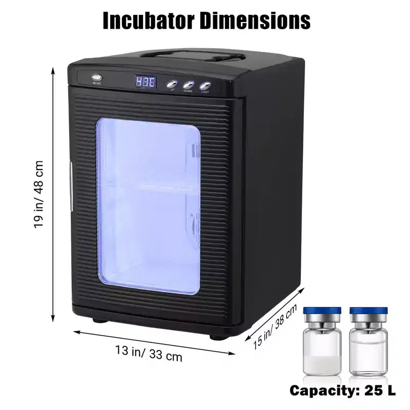 Reptile Incubator, 25L Hatching Eggs Incubator - 10C-60C Temperature Controlled, 12V/110V Portable Digital Incubator for Small Reptiles