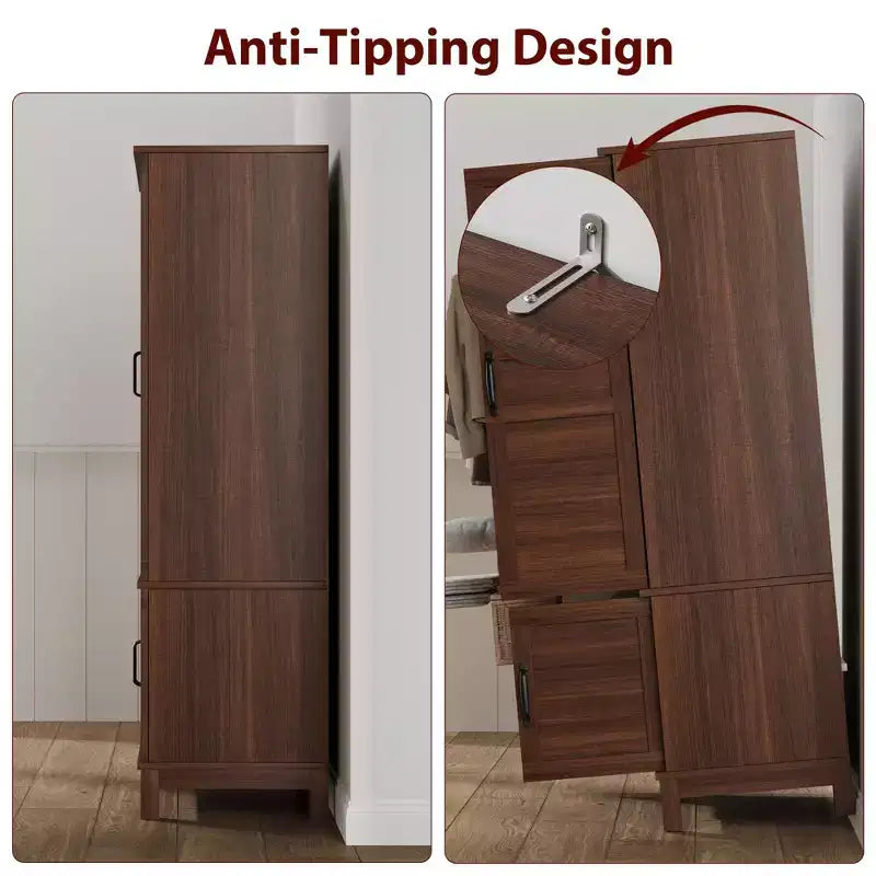 Armoire Wardrobe Closet with 4 Doors,72 in Wooden Wardrobe Cabinet with Hanging Rod, Freestanding Tall Clothing Armoire Storage Cabinet