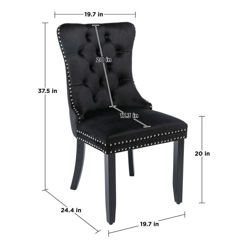 Solid Wood Velvet Upholstered Dining Chair Set of 4