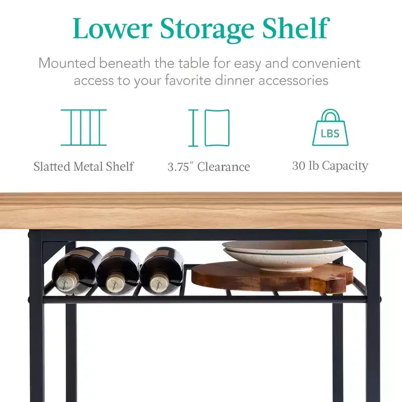 Best Choice Products 3-Piece Modern Dining Set, Square Table & Chairs Set w/ Steel Frame, Built-In Storage Rack