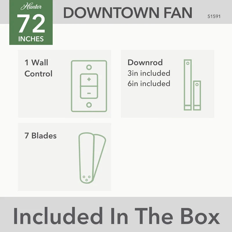 Hunter 72 Downtown Windmill Outdoor Ceiling Fan & Wall Control - Damp Rated - Industrial, Modern - ENERGY STAR!