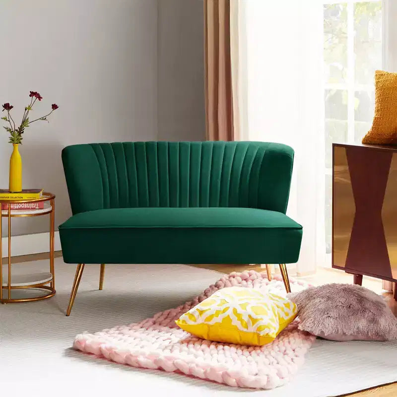 Velvet Nicolas Loveseat Chair Contemporary 2-Seater Sofa for Living Room and Bedroom Tufted Back Loveseat | Karat Home
