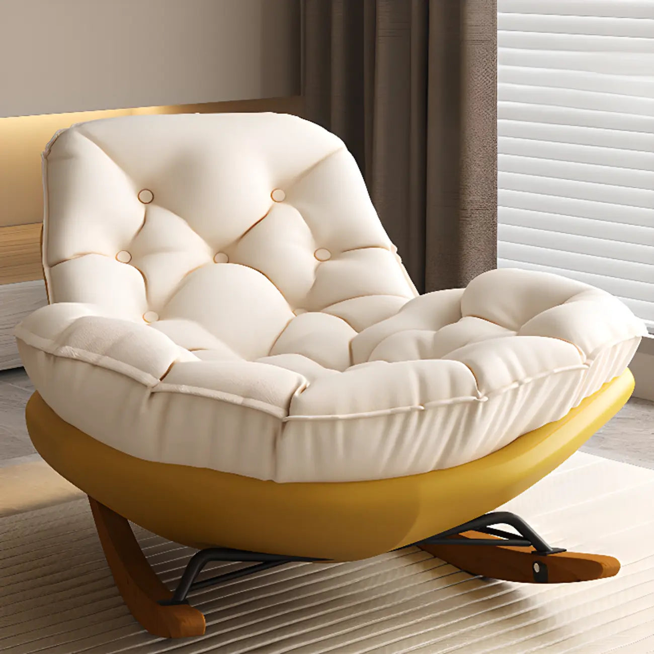 Scandinavian Upholstered Rocking Chair with Optional Ottoman