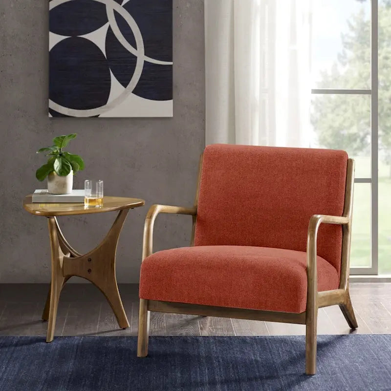Mid-Century Lounge Chair with Wood Frame (Spice)