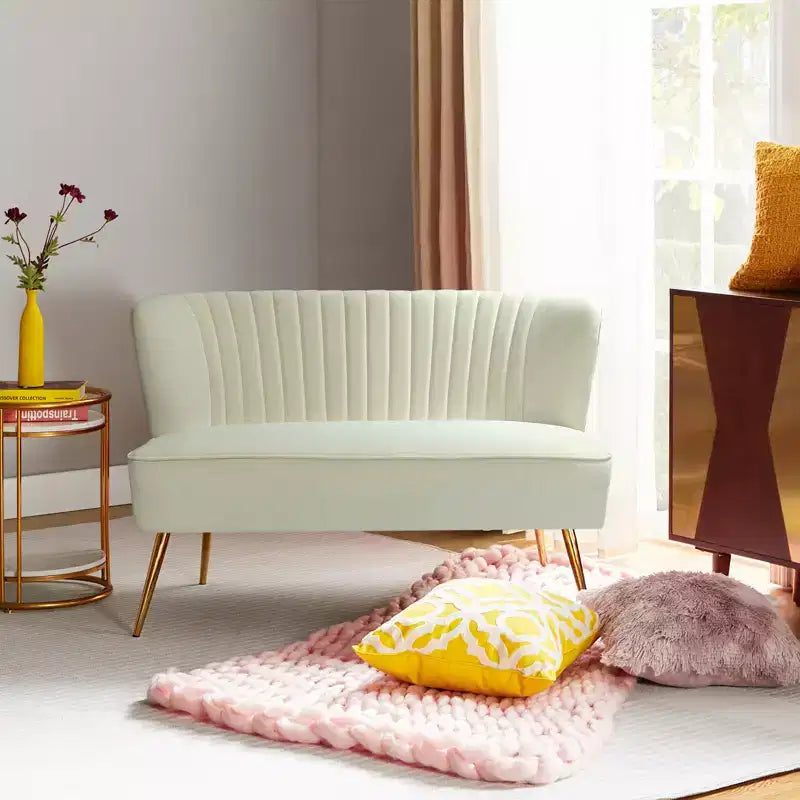 Velvet Nicolas Loveseat Chair Contemporary 2-Seater Sofa for Living Room and Bedroom Tufted Back Loveseat | Karat Home
