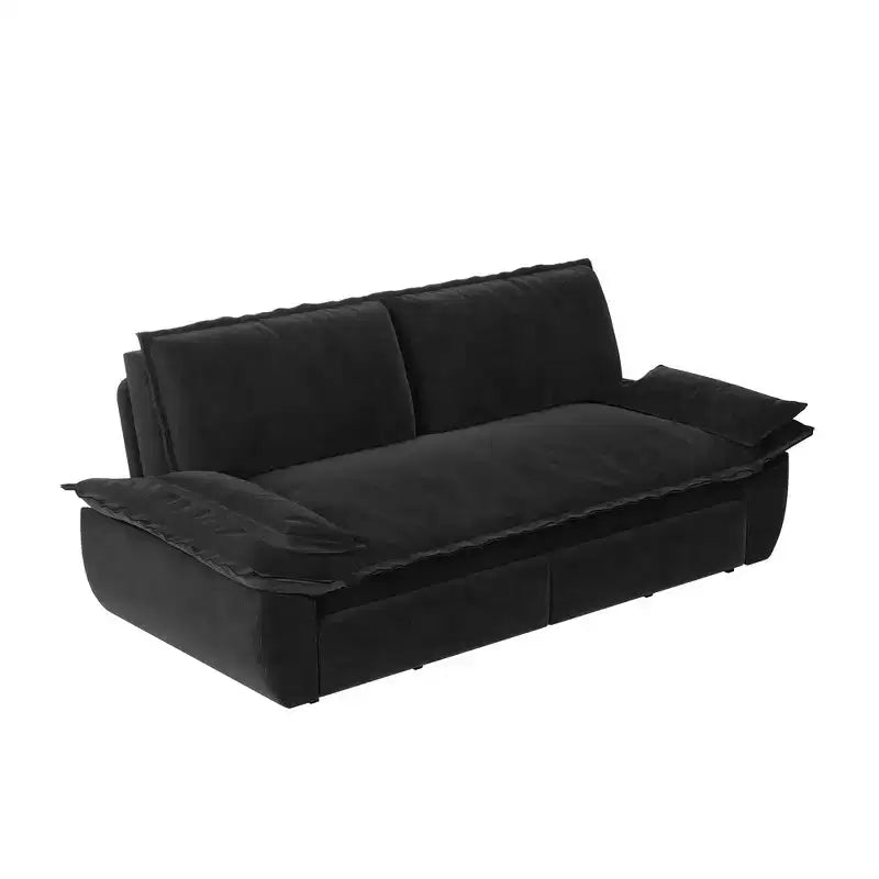 3-in-1 Convertible Queen Sleeper Sofa with Velvet Upholstery