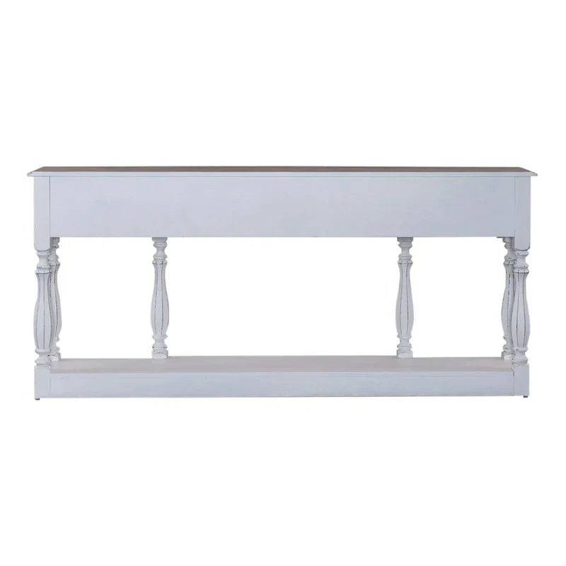 Antique White & Weathered Bark 72 Inch Hall Console Table