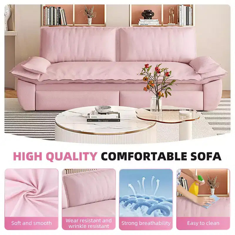 3-in-1 Convertible Queen Sleeper Sofa with Velvet Upholstery