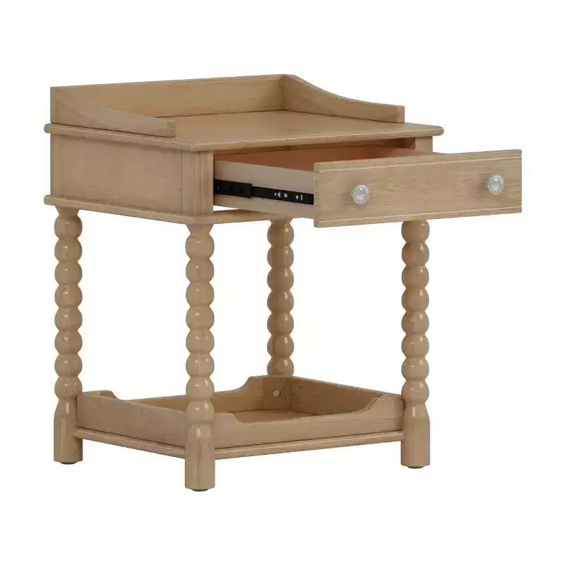 Mid-Century Modern Nightstand with Drawer and Open Shelf, Rustic Bedside Table with Storage for Bedroom or Living Room - Panipeachy