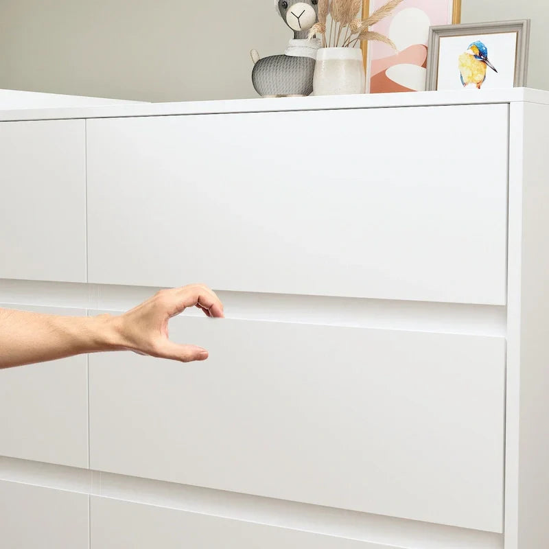 32.7H Rotating Dresser and Desk 6 Drawer Dresser Makeup Vanity White/Black