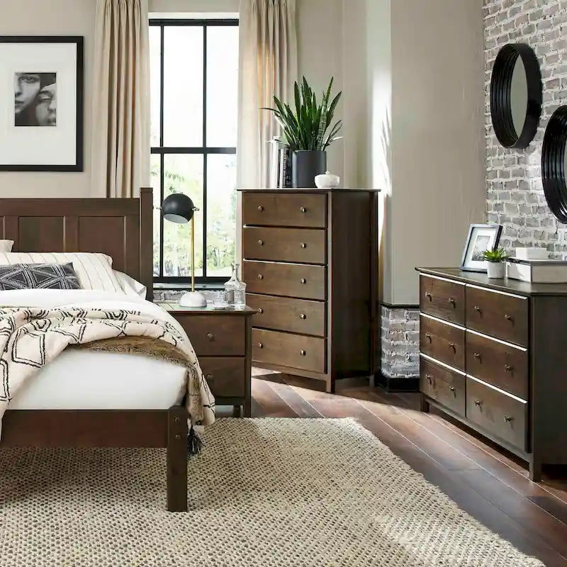 Grain Wood Furniture 5-drawer Solid Wood Chest