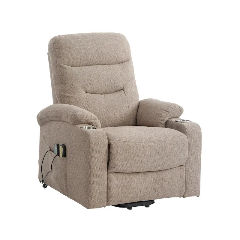Soft Upholstered Electric Massage Recliner with Cup Holder & Dual Remote